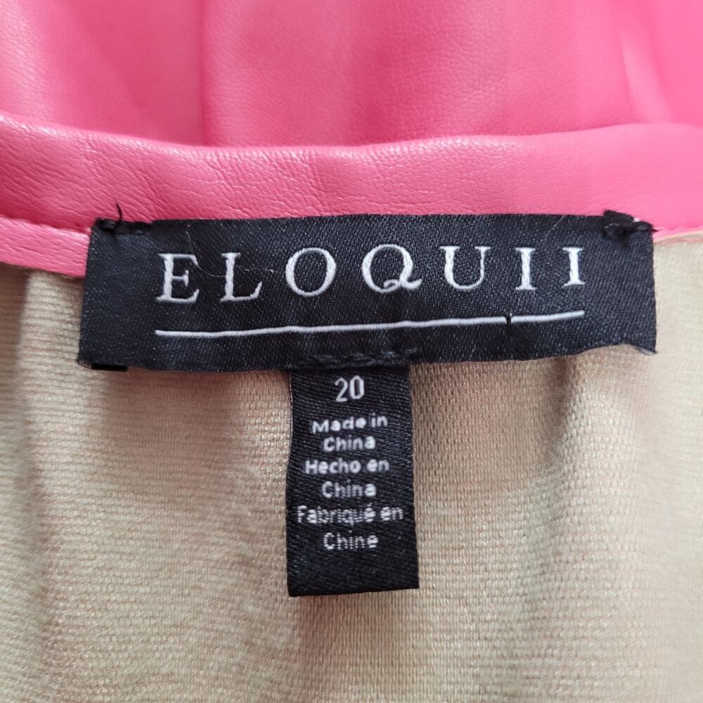 Eloquii Hot Pink Faux Leather Shirred Mini Dress Size 20 Chic Romantic Polished - Picture 7 of 9